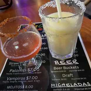 Paleta shot and house margarita.