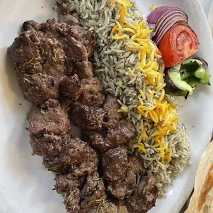 Lamb and mignon kebab delicious great portion size I ate off of this for three meals.