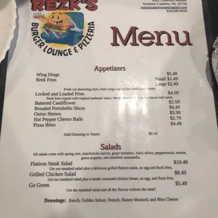 menu