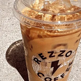 Iced americano, vanilla and cream.