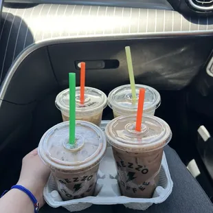 Hazy mocha, vanilla latte with honey and cinnamon