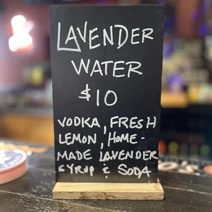 a sign for lavender water