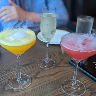 Boozy bubbles in the front, champagne in the back (middle)