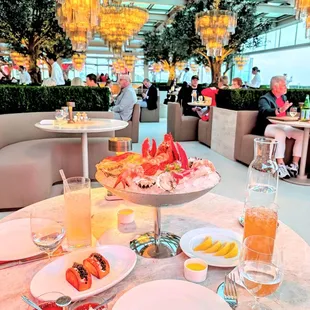 Mini Lobster Rolls with Caviar, Seafood Tower (half)