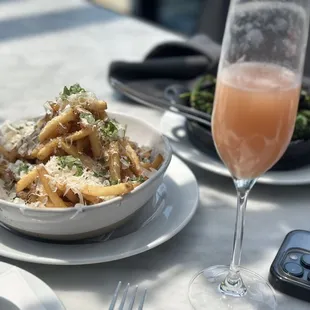 Truffle Parmesan fries , and a Bellini