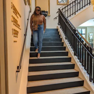 Stairs that lead to restaurant