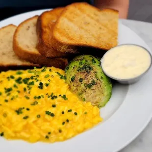 Scrambled eggs with Sourdough toast,