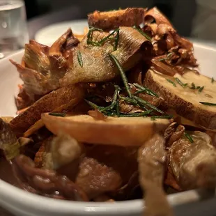 The crispy artichokes (tasty!), with unnecessary potato filler.