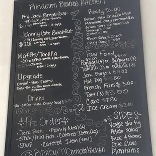 The menu