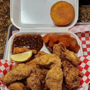 Triple Plate (with baked beans and yams)