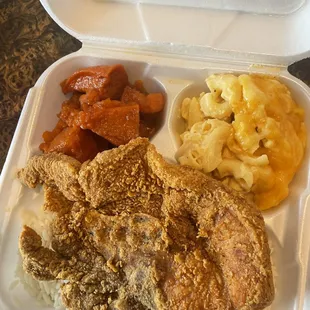 Pork chops - excellent! Yams - to die for! Mac n cheese- delish!