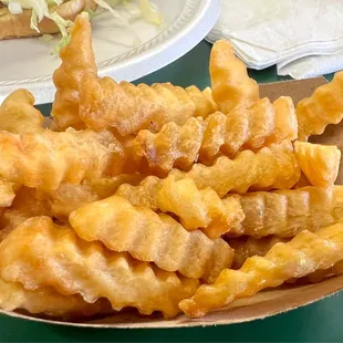 a plate of french fries and a sandwich