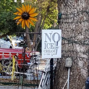 Next door to Rhea's Ice Cream... obviously, there may have been some ice cream incidents for this sign to be placed LOL