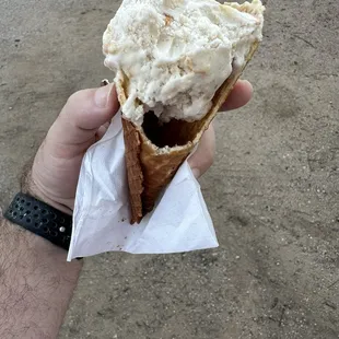 Banana pudding, waffle cone