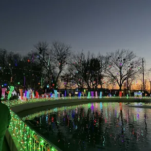 Christmas Lights around a water feature