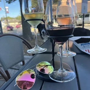 Outdoor seating and a flight