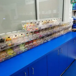 All kinds of amazing toppings, chocolate, cereal, gummy worms, cookies... Everything you can think of