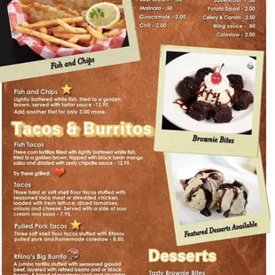 the menu for the restaurant