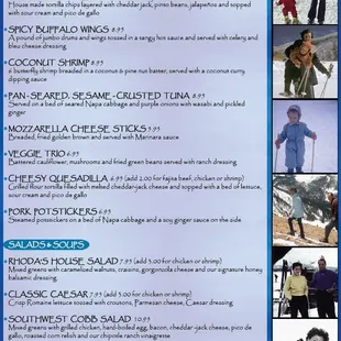 the menu for the restaurant