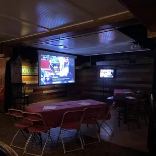 Inside the bar downstairs.