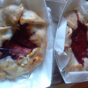 Strawberry &amp; rhubarb (left) and Apple &amp; cranberry (right) 4&quot; individual galettes ($6 ea)