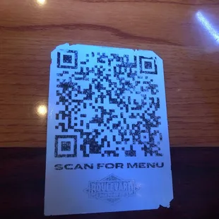 Menu QR code