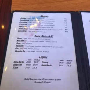 a menu on a table