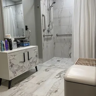 Amenities include a boutique shower room!