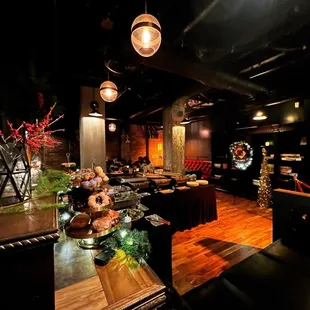 a variety of food and decorations