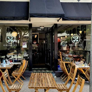 tables and chairs outside