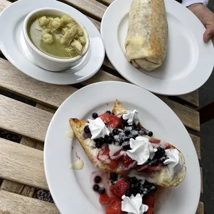 Breakfast Burrito, Green Pozole, French Toast