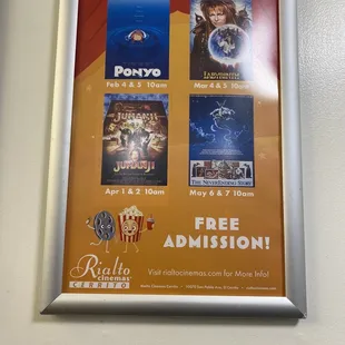 Check out Rialto Family Matinees - their monthly event where you can bring your fam to watch a movie at their theater for free!