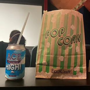 Cider and popcorn