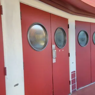 The entrance and exit doors in front