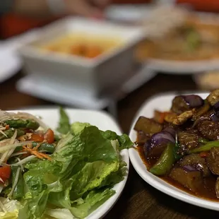 Featuring: 15. Papaya Salad  83. Sauteed Eggplant a la Carte Backdrop: 34. Pad Thai 66. Yellow Curry