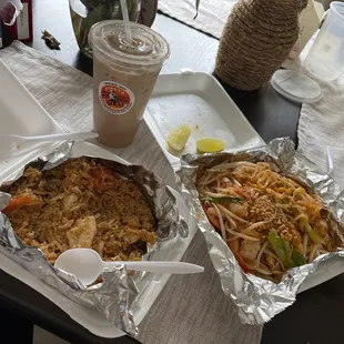 51. Combination Fried Rice shrimp 34. Pad Thai with shrimp 31. Chicken Noodle Milk Iced Tea