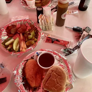 two plates of food on a table