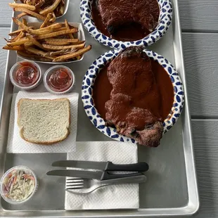 Chips and pork steak