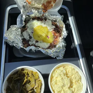 Pulled Pork Sandwich, Collard Greens, Potato Salad