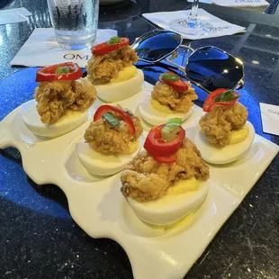Fried Oyster Deviled Eggs