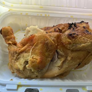 1/2 Rotisserie Chicken Dinner with collard green and yams. Not good.