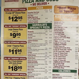 menu
