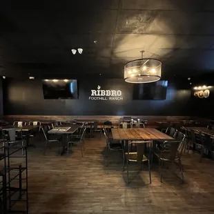 tables and chairs in a restaurant