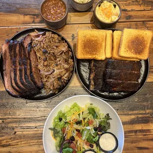 Brisket, pulled pork and ribs