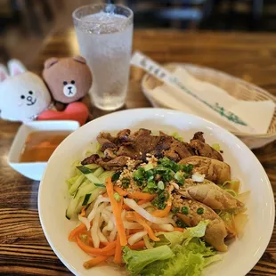 #13: vermicelli with BBQ pork and spring rolls... yummy!