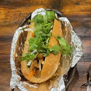 Shredded pork banh mi