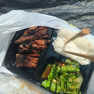 Ate this char siu plate at the beach and I literally liked the plate, it was so good!!