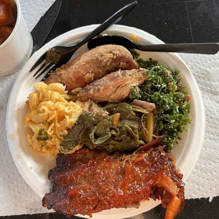 Mac and Cheese Collard Greens Chicken Dinner