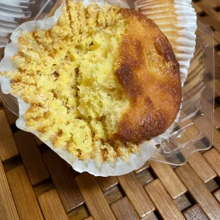 Dry corn bread muffin