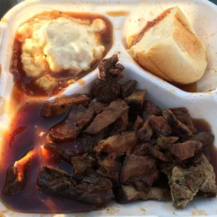 Dinner plate with tri tip.  A lot of meat, wish I have rice, lol.